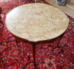 Ronde salontafel, marmeren blad en bron beslag., Huis en Inrichting, Tafels | Salontafels, Ophalen, 50 tot 100 cm, Rond, 50 tot 100 cm