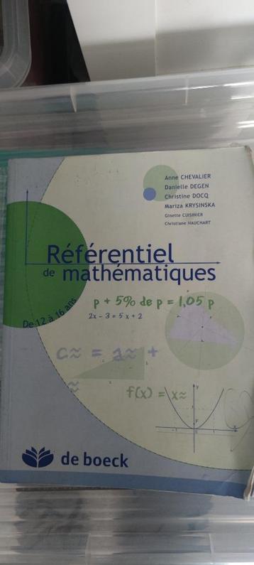 Livre Référentiel de mathématiques de 12 à 16 ans  beschikbaar voor biedingen