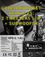 luidsprekerset Hercules: 2 stereo tweeters L/R + subwoofer, Autres marques, Moins de 60 watts, Subwoofer, Enlèvement