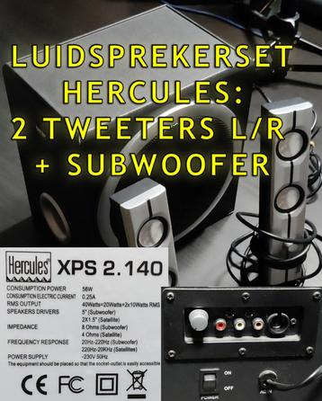 luidsprekerset Hercules: 2 stereo tweeters L/R + subwoofer