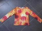 geel-oranje-rode longsleeve met rozen, Taille 38/40 (M), Porté, Manches longues, Enlèvement ou Envoi