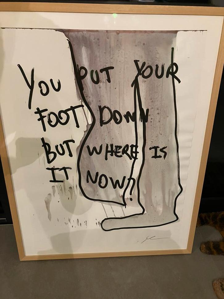 Unieke action painting Gunther Segers, Huis en Inrichting, Woonaccessoires | Tekstborden en Spreuken, Nieuw, Ophalen