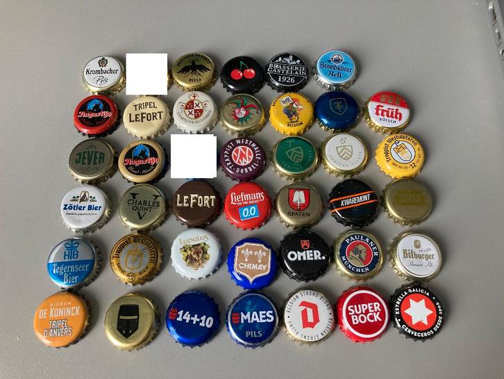 41 couronnes différentes (pas seulement Belges), Collections, Marques de bière, Utilisé, Autres types, Autres marques, Envoi