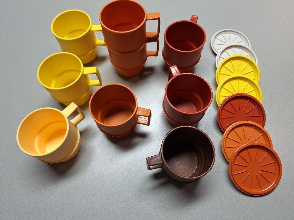 Tupperware koffie thee drink beker met oor handvat, Ophalen of Verzenden, Zo goed als nieuw, Geel