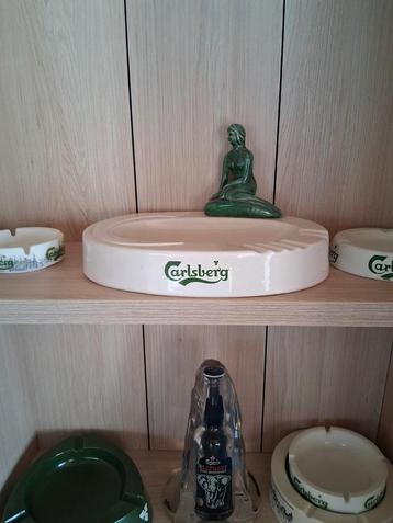 Cendriers Carlsberg, bouteille et 2 verres, Enlèvement ou Envoi