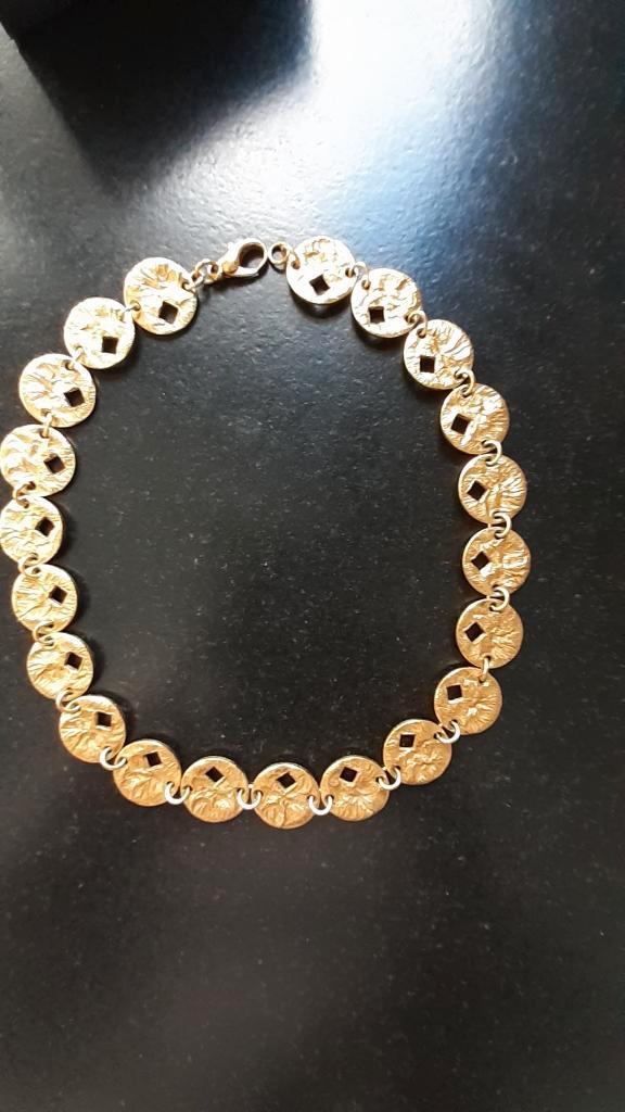 collier en métal doré - or jaune - design, Bijoux, Sacs & Beauté, Colliers, Comme neuf, Autres matériaux, Or, Réglable, Envoi