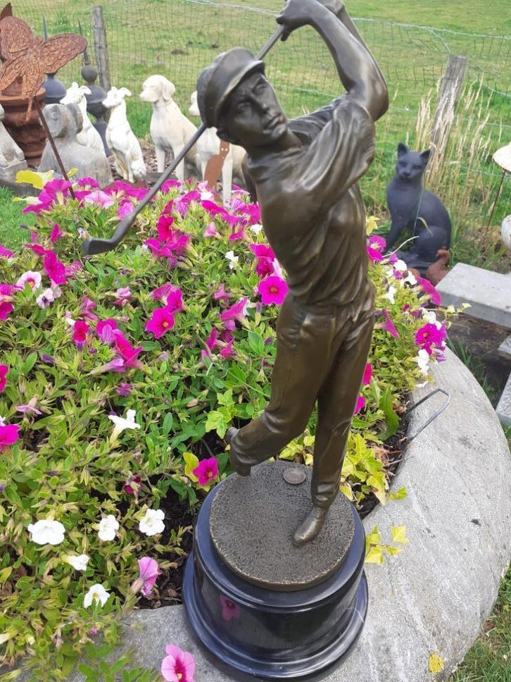 Bronzen beeld gesigneerd MILO (de golfer), Antiek en Kunst, Antiek | Brons en Koper, Brons, Ophalen of Verzenden