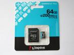 Kingston micro SD kaart 64GB voor 4K HD nieuw 200 MB/s, Audio, Tv en Foto, Foto | Geheugenkaarten, SD, Kingston, Nieuw, Ophalen of Verzenden