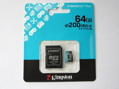 Kingston micro SD kaart 64GB voor 4K HD nieuw 200 MB/s, Audio, Tv en Foto, Foto | Geheugenkaarten, Nieuw, SD, 64 GB, Fotocamera