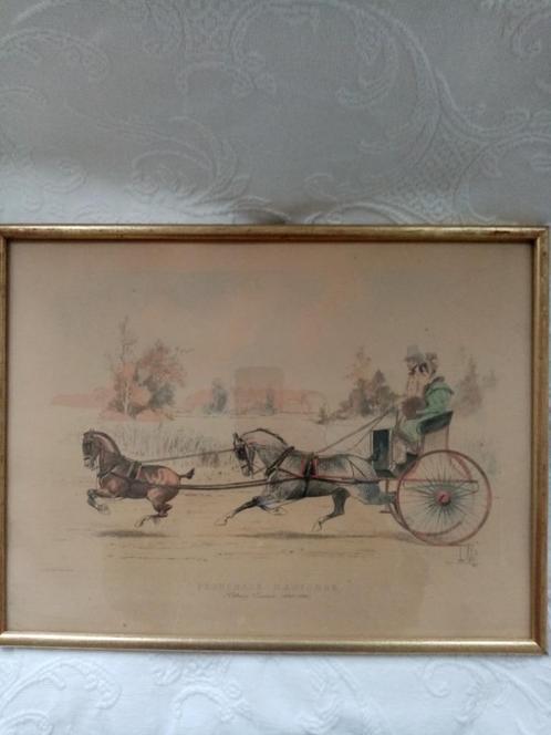 Gravure colorié "Promenade d'Automne" par Louis Vallet 1900s, Antiquités & Art, Art | Eaux-fortes & Gravures, Enlèvement
