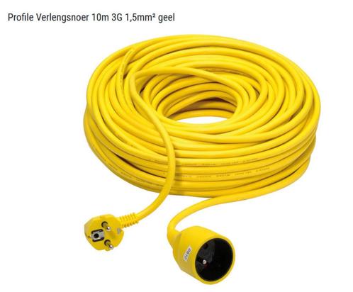 Profile Verlengsnoer 10m 3G 1,5mm² geel verlengkabel, Doe-het-zelf en Bouw, Elektriciteit en Kabels, Stopcontact, Ophalen of Verzenden