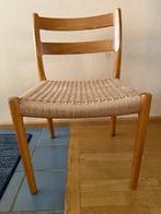 Vintage eiken stoel met papercord zitting. Niels Moller no84, Ophalen, Gebruikt, Hout, Eén