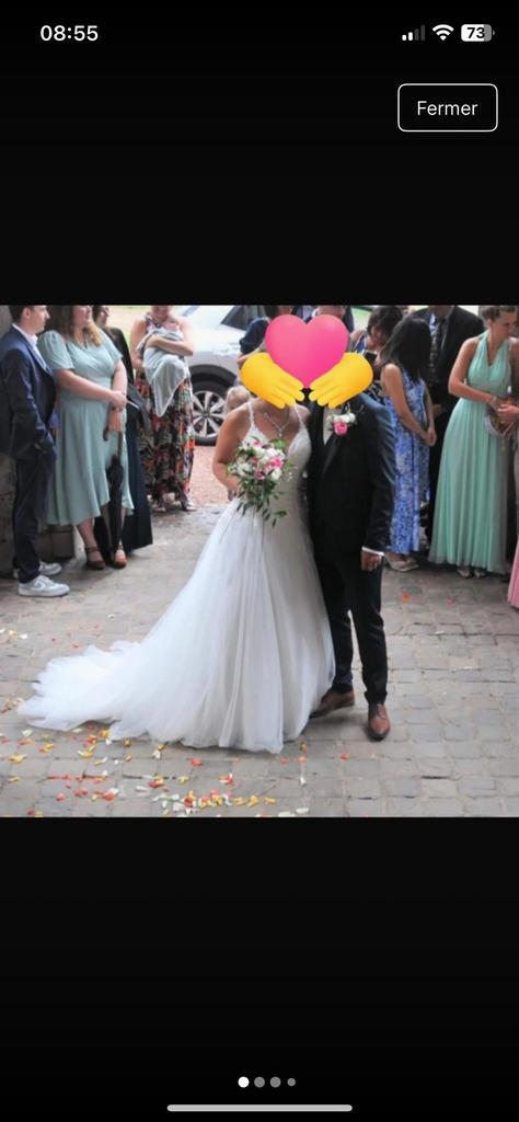 Robe mariée, Kleding | Dames, Trouwkleding en Trouwaccessoires, Zo goed als nieuw, Trouwjurk, Wit, Ophalen