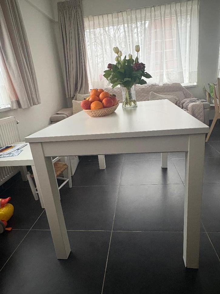 Uitschuifbare eettafel voor 6 personen – wit, Huis en Inrichting, Tafels | Eettafels, Gebruikt, Ophalen