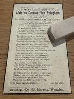 Oorlogsslachtoffers Vinkt 1940 VAN PETEGHEM, Verzamelen, Bidprentjes en Rouwkaarten, Ophalen of Verzenden, Bidprentje