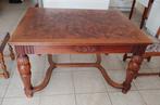 Antieke jaar 1906 massief ingelegde eiken tafel + 6 stoelen, Ophalen
