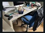 Bureau IKEA malm blanc et rallonge, Huis en Inrichting, Bureaus, Ophalen, Met wielen, Gebruikt, Bureau