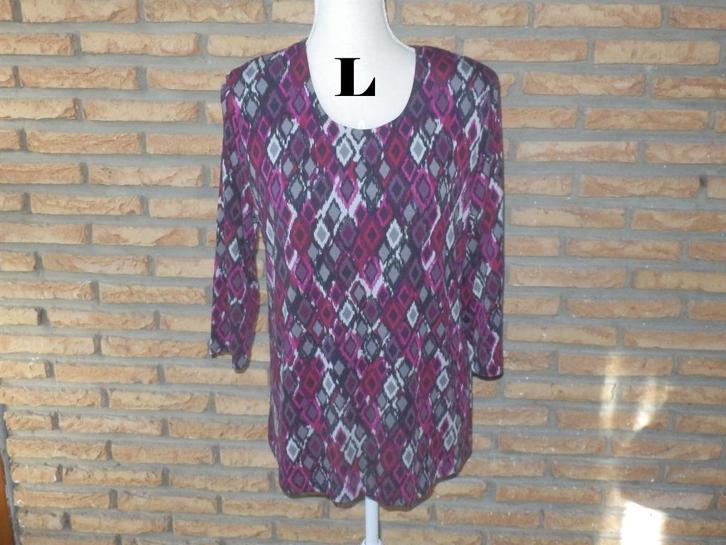 (179)- blouse femme t.L grise bordeaux - AZ modell - neuve -, Kleding | Dames, Blouses en Tunieken, Nieuw, Maat 38/40 (M), Rood