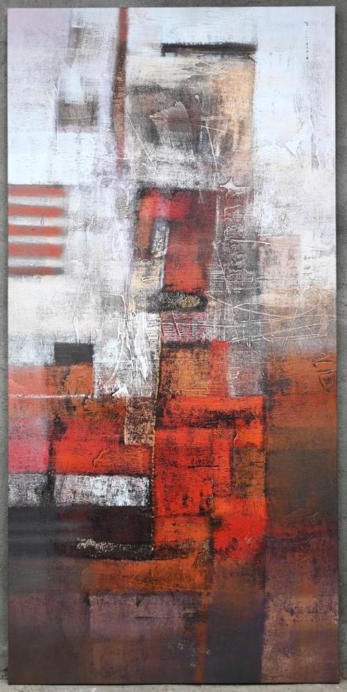 Abstract schilderij  getekend N. Suwitra. 195/Ia., Antiek en Kunst, Kunst | Schilderijen | Abstract, Ophalen