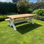 Prachtige Nieuwe Tuintafels - Wit Onderstelsel, Ophalen of Verzenden, Nieuw, Rechthoekig, Hout