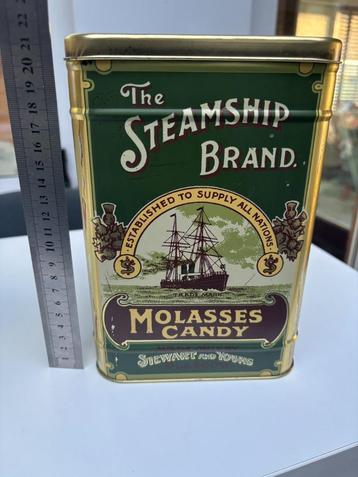 erfstuk – Vintage “Steamship Brand Molasses Candy blik beschikbaar voor biedingen