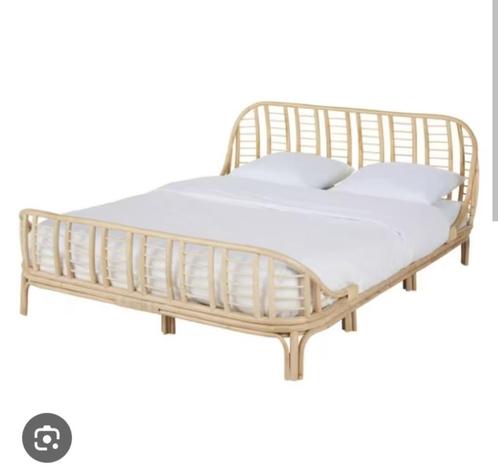 lit en rotin 160x200, Huis en Inrichting, Slaapkamer | Bedden, Nieuw, Twijfelaar, 160 cm, 200 cm, Overige materialen, Overige kleuren