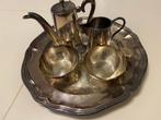 verzilverde schaal met 2 tasjes en 2 kannetjes, Antiek en Kunst, Ophalen