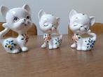 Vintage kattenkeramiek beeldje witkleurrijk jaren 70 retro, Collections, Statues & Figurines, Enlèvement, Comme neuf, Animal
