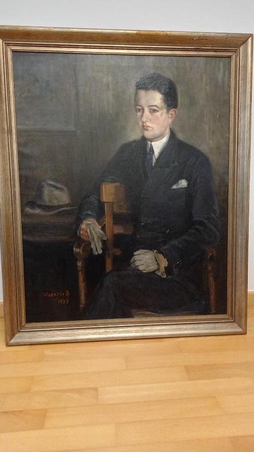 Portrait peint par J.Visart de Bocarmé 1933, Antiek en Kunst, Kunst | Schilderijen | Klassiek, Ophalen