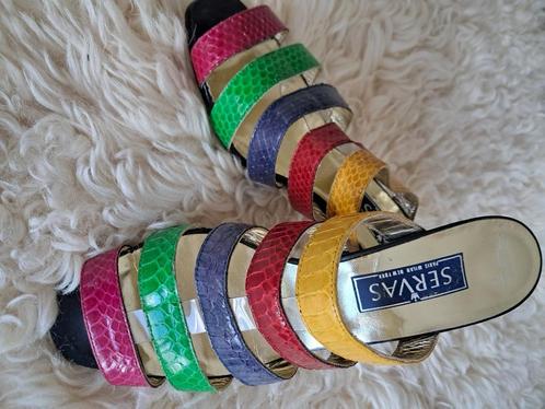 Vintage lederen gekleurde  sandaal /instappers, Kleding | Dames, Schoenen, Zo goed als nieuw, Instappers, Overige kleuren, Ophalen of Verzenden