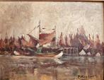 Marine - olieverf op paneel gesigneerd door P. Morland, Antiek en Kunst, Kunst | Schilderijen | Klassiek, Ophalen of Verzenden
