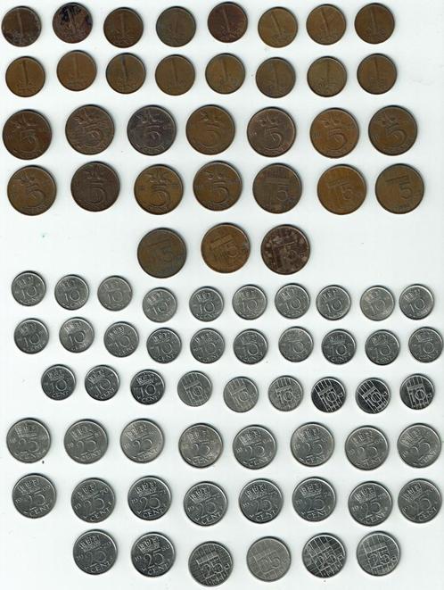 Lot d'anciennes pcs de monnaie Pays-Bas de 1 cent à 5 Gulden, Timbres & Monnaies, Monnaies | Pays-Bas, 1 centime, Envoi