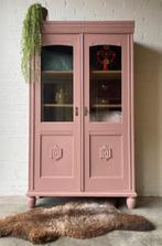 Antiek vintage vitrinekast restyled, Met deur(en), 100 tot 150 cm, Antiek,vintage,restyled, Ophalen of Verzenden