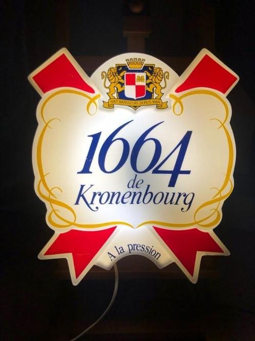 1664 de Kronenbourg zeldzame oude lichtreclame lichtbak bier, Verzamelen, Merken en Reclamevoorwerpen, Gebruikt, Lichtbak of (neon) lamp