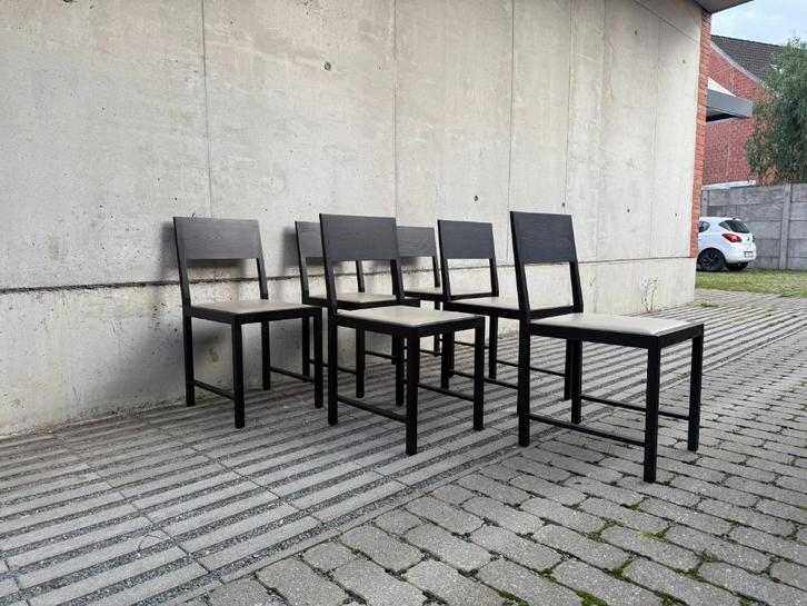 6x Camerich Baiana Design Stoelen (Showroommodel), Huis en Inrichting, Stoelen, Zo goed als nieuw, Hout, Leer, Zwart, Ophalen of Verzenden