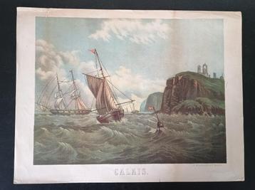 CALAIS. Originele, laat 19e eeuwse lithografie beschikbaar voor biedingen