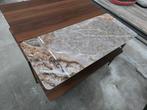 Prachtige salontafel 100x100x37h smoked walnut & keramiek, Huis en Inrichting, Tafels | Salontafels, Ophalen of Verzenden, Zo goed als nieuw