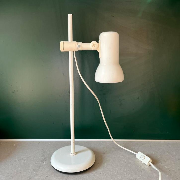 Vintage verstelbare bureaulamp tafellamp wit metaal 1980’s, Antiek en Kunst, Antiek | Verlichting, Ophalen of Verzenden