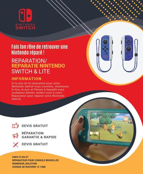 RÉPARATION RAPIDE NINTENDO SWITCH-SWITCH LITE-OLED, Consoles de jeu & Jeux vidéo, Consoles de jeu | Nintendo Switch, Switch OLED