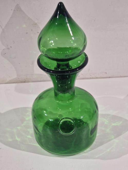 Italiaanse groene smaragdgroene karaf decanter, glazen fles, Antiek en Kunst, Antiek | Glaswerk en Kristal, Ophalen of Verzenden