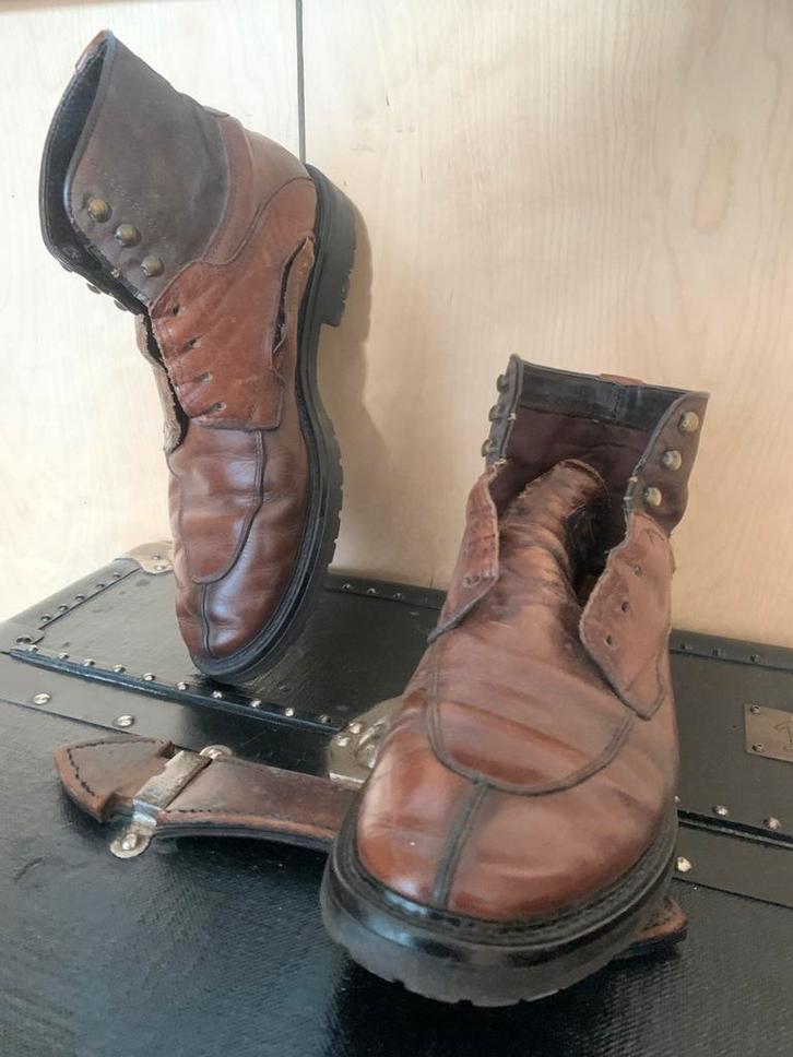 Bottines Chasse Cuir patiné marron - Taille 42 1/2 - 43, Vêtements | Hommes, Chaussures, Porté, Brun, Enlèvement ou Envoi