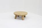 Vintage brutalist ronde salontafel massief eikenhout 1970s, Ophalen, Gebruikt, Minder dan 50 cm, 100 tot 150 cm