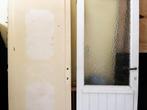 Antieke houten deur met geslagen glas + extra gewone deur, Ophalen, Gebruikt, Minder dan 80 cm, Binnendeur