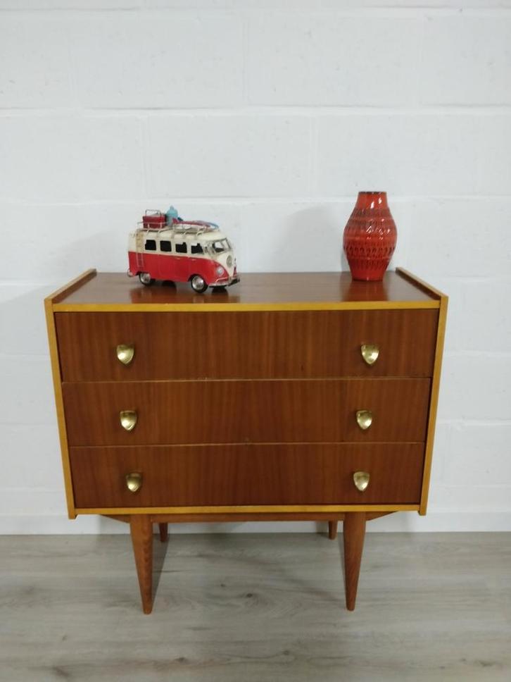 Vintage midcentury ladekast | platenspelermeubel, Huis en Inrichting, Kasten | Ladekasten, Zo goed als nieuw, Ophalen