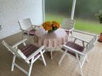 tuintafel met 4 stoelen, Tuin en Terras, Tuintafels, Ophalen, Gebruikt, Rond, Hout