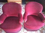 2 fauteuils vintage tissus rouge, Maison & Meubles, Fauteuils, Enlèvement, Utilisé, Tissus