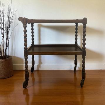 Vintage bobbin bijzettafel / rolwagentje / tea cart  beschikbaar voor biedingen