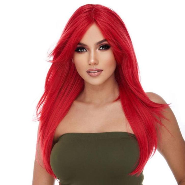 Pruik lang rood steil haar in lagen model Moonlight, Handtassen en Accessoires, Uiterlijk | Haarverzorging, Nieuw, Verzenden