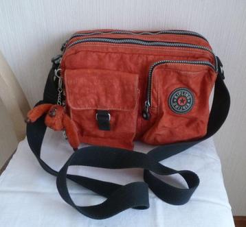Kipling grote oranje schoudertas met 5 vakken + aap beschikbaar voor biedingen
