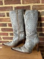 Y2K leren Destroy laarzen 37, Kleding | Dames, Hoge laarzen, Blauw, Ophalen of Verzenden, Gedragen